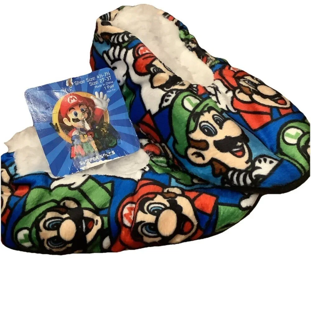 Nintendo Super Mario & Luigi Size (2T-3T) 41 /2-71/2 Cozy Fuzzy Babba Slippers